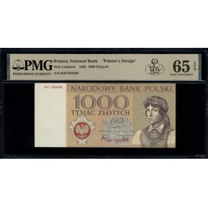 1.000 złotych, 2.01.1965; seria KH, numeracja 1204395, ...