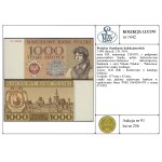 1,000 zlotys, January 2, 1965; KH series, serial number 1204395, ...