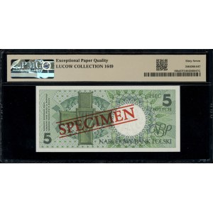 5 złotych, 1.03.1990; seria A, numeracja 0000000, na st...