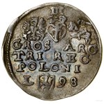 Trojak, 1598, Lublin; on the reverse, the letter L on the left side...