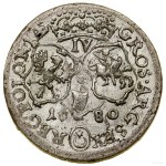 Six-real coin, 1680 TLB, Kraków; bust of the king in armor, engraved...