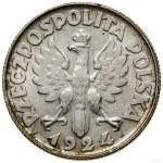 2 zlote, 1924 H, Birmingham; Bust of a woman with an ear of grain...