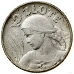 2 zlote, 1924 H, Birmingham; Bust of a woman with an ear of grain...