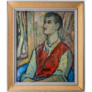 Maksymilian Stratanowski (1913-1987), Portrait of a man in a red vest, ca. 1960.