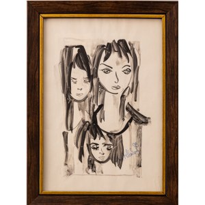 Jan Młodożeniec (1929-2000), Group portrait of three girls, 1986.