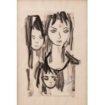 Jan Młodożeniec (1929-2000), Group portrait of three girls, 1986.