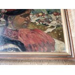 PAINTING FOLK MOTIF KRAKOWIAK, OIL ON CARDBOARD, UNSIGNED