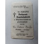 PICTURE WROCŁAW JAROSLAW, MEMENTO OF ORDINATION TO THE PRIESTHOOD, KS PIECZKO, 1962