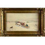 Kajetan KOSIŃSKI (1847 Luzhany in Bukovina - 1935 Lviv), Wolf attack