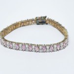 Silver plated gold bracelet with white and pink Zircons