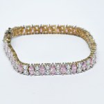 Silver plated gold bracelet with white and pink Zircons