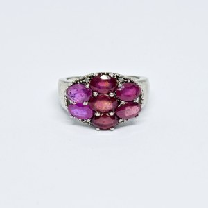 Silver Ring with Rubies and White Sapphires