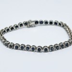 Silver bracelet with natural garnet sapphires