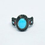Navajo Silver Ring with Turquoise and Enamel