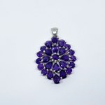 Silver large pendant with Amethysts