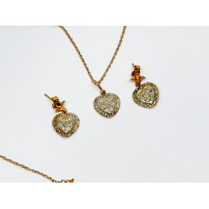Gold 375/9K heart-shaped set with 0.24 Ct Diamonds (3x0.08 Ct)