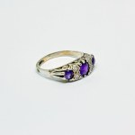 Silver vintage ring with Amethysts and Zircons