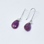 Gold earrings with natural Rubies and 0.02 Ct Diamonds