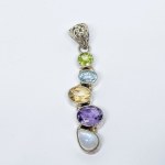 Silver pendant with colored stones