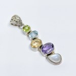 Silver pendant with colored stones