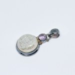 Sterling silver pendant with oxidized and pink Quartz