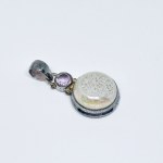 Sterling silver pendant with oxidized and pink Quartz
