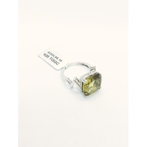 Ring with olive quartz 15.17 ct, 925 silver, RocksTV certificate