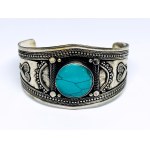 Silver-plated eastern style bracelet with turquoise