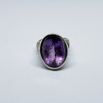Silver ring with large natural Amethyst