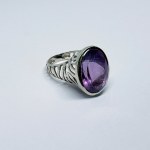 Silver ring with large natural Amethyst