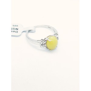 Bague avec 1 opale verte 2.16 ct, 2 topazes blanches 0.02 ct, argent 925, certificat RocksTV