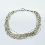 Silver bracelet with multiple silver strings