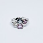 Silver ring with Kunzite, colored and white Sapphires