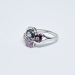 Silver ring with Kunzite, colored and white Sapphires