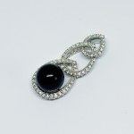 Silver pendant with Onyx ball and white cubic zirconias