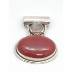 Silver Pendant with Carnelian and Quartz