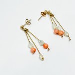 Gold earrings with natural coral and pearls