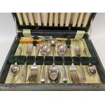 Silver-plated table set in a case