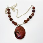 Silver Necklace with Rhodonite