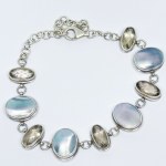 Silver bracelet with Pearl Mass and Smoky Quartz