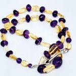 Silver Necklace with Citrines and Amethysts