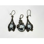 Silver floral set with Hematite