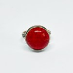 Silver ring with large Coral
