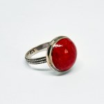Silver ring with large Coral
