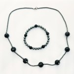 Silver set with Hematite and Onyx