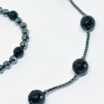 Silver set with Hematite and Onyx