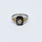 Silver ring with Smoky Quartz and Yellow Sapphires