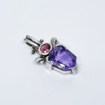 Silver Pendant with Amethyst and Pink Topaz