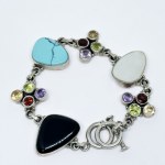 Silver bracelet with colorful natural Stones