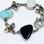 Silver bracelet with colorful natural Stones